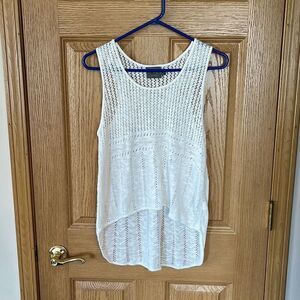 Sweet & Sinful White Crocheted Tank Top Large